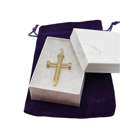 Nailed Cross Pendant Cubic Zirconia 18